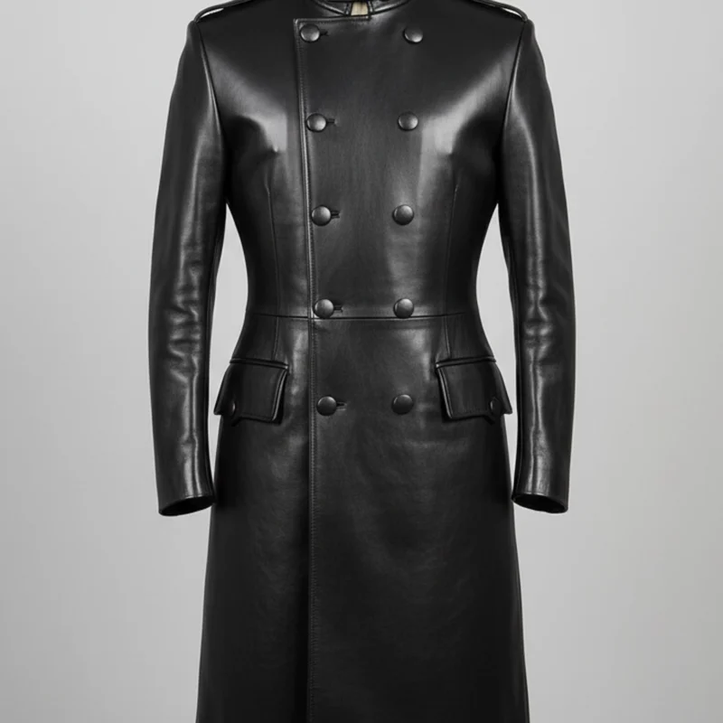 The Sentinel — Jet Black Military Duster Coat front