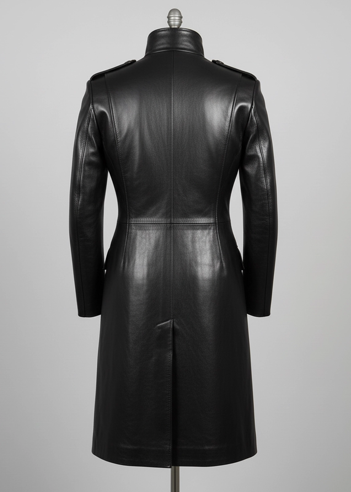 The Sentinel – Jet Black Military Duster Coat