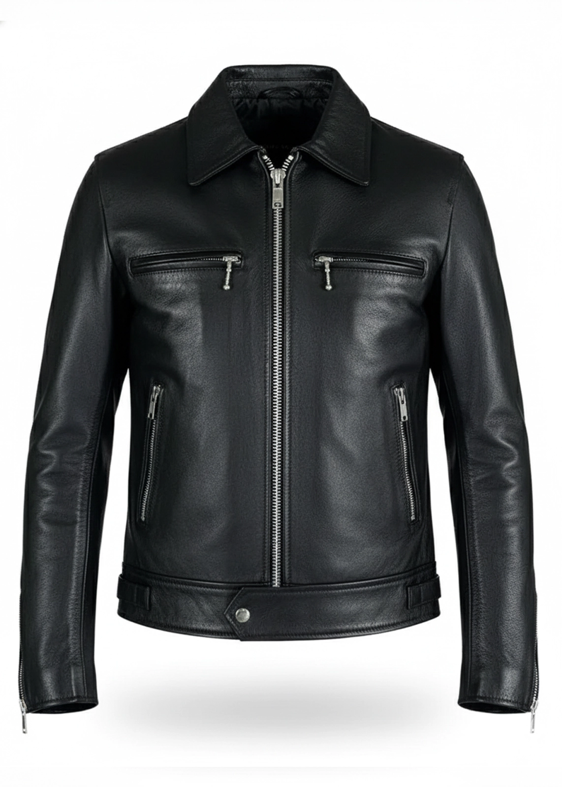 Black Rivet Leather Biker Jacket