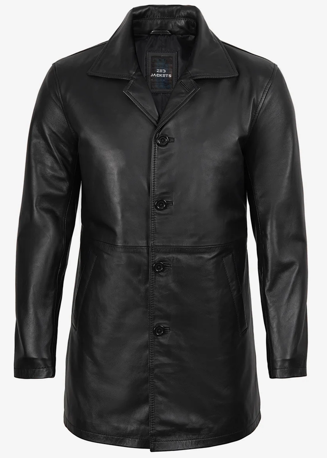 Men’s Long Black Leather Coat
