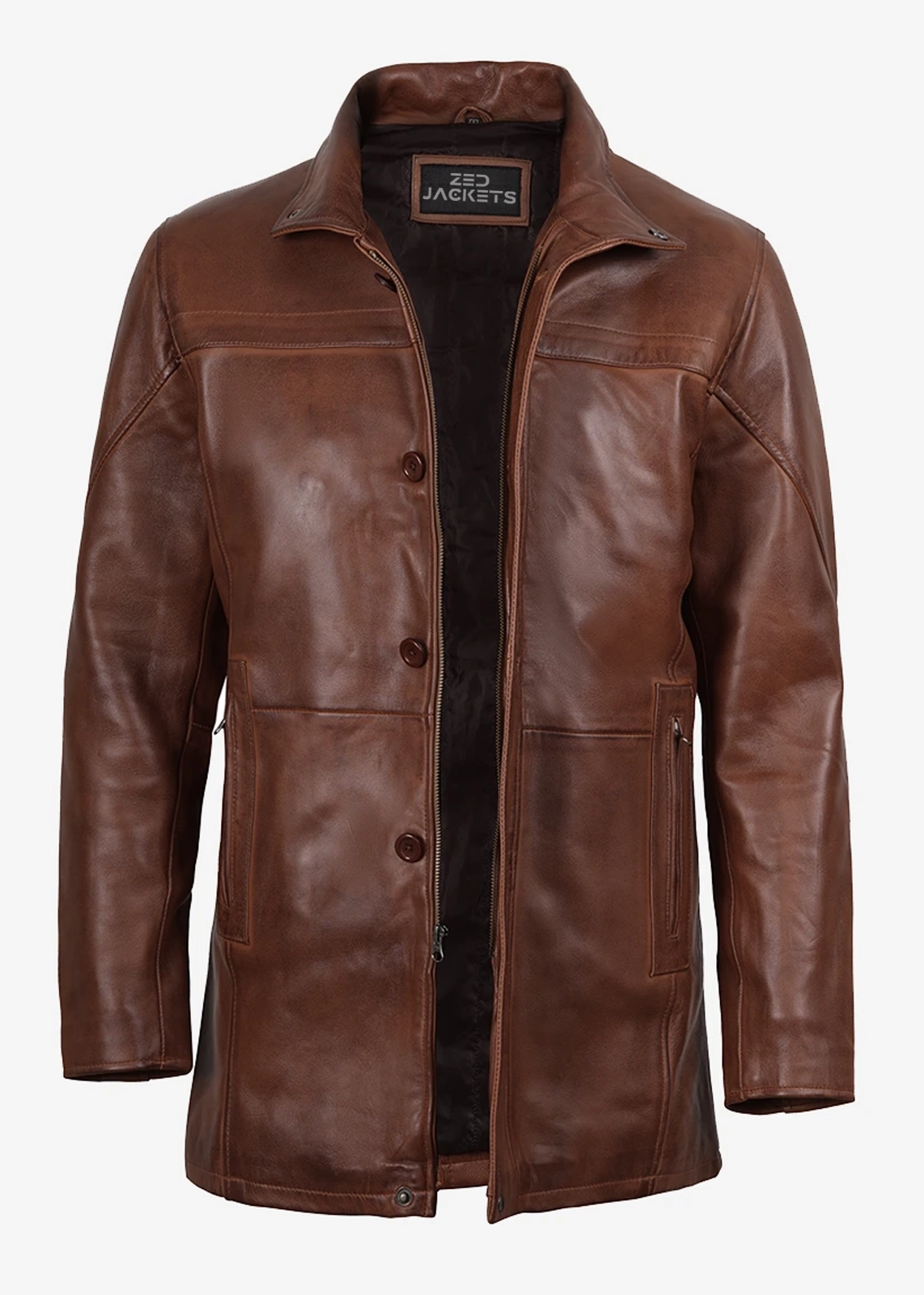 Men’s Brown Leather Cognac Coat