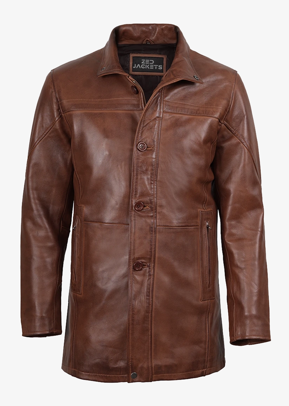Men’s Brown Leather Cognac Coat