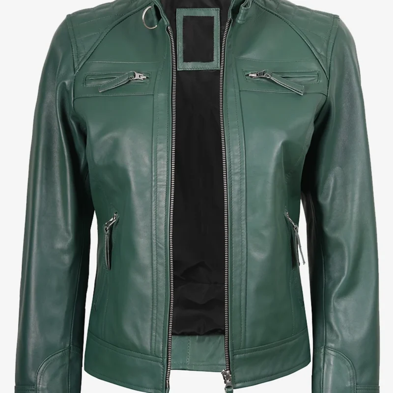 womens-green-biker-quilted-jacket