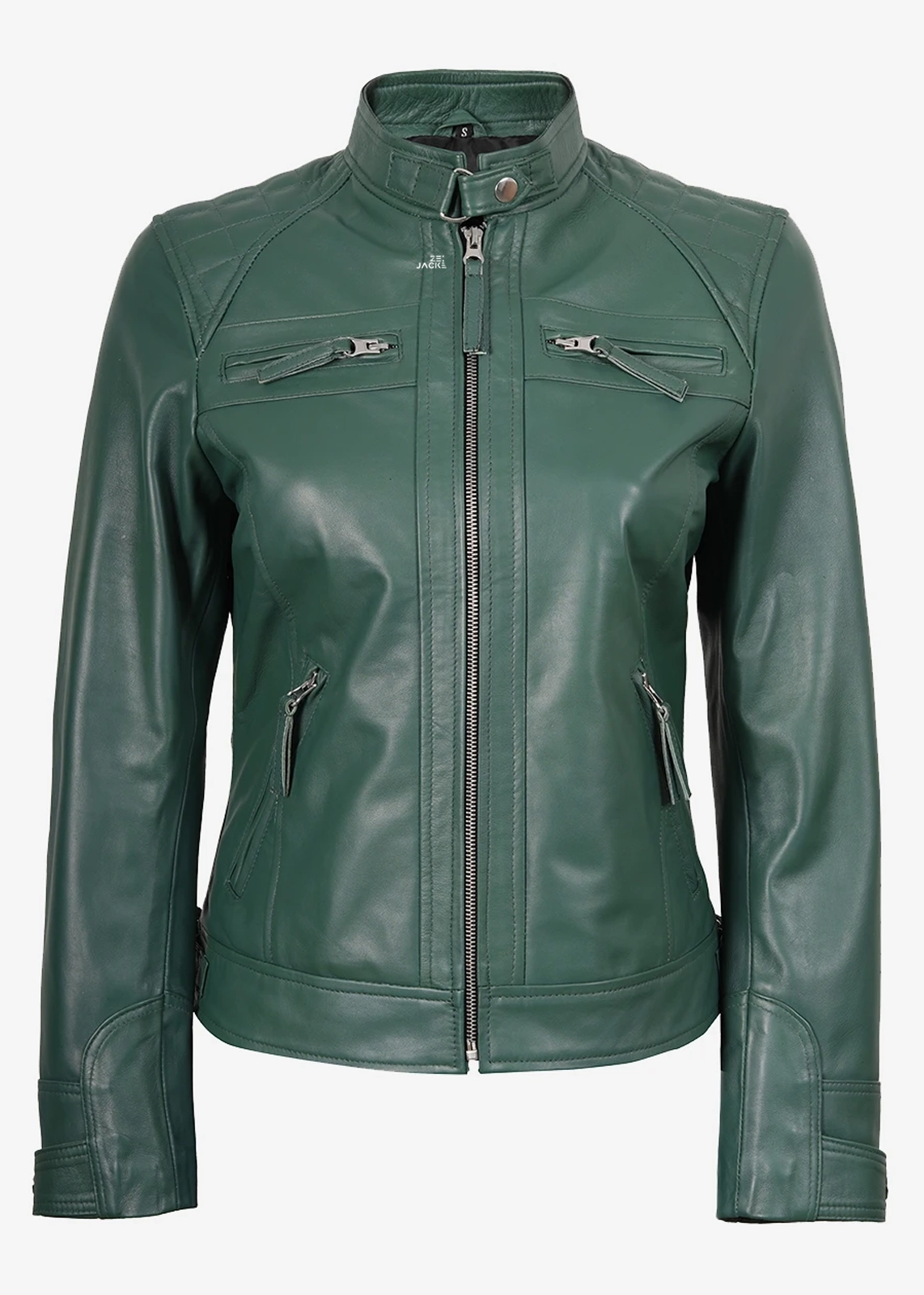 Women’s Green Quilted Biker Jacket