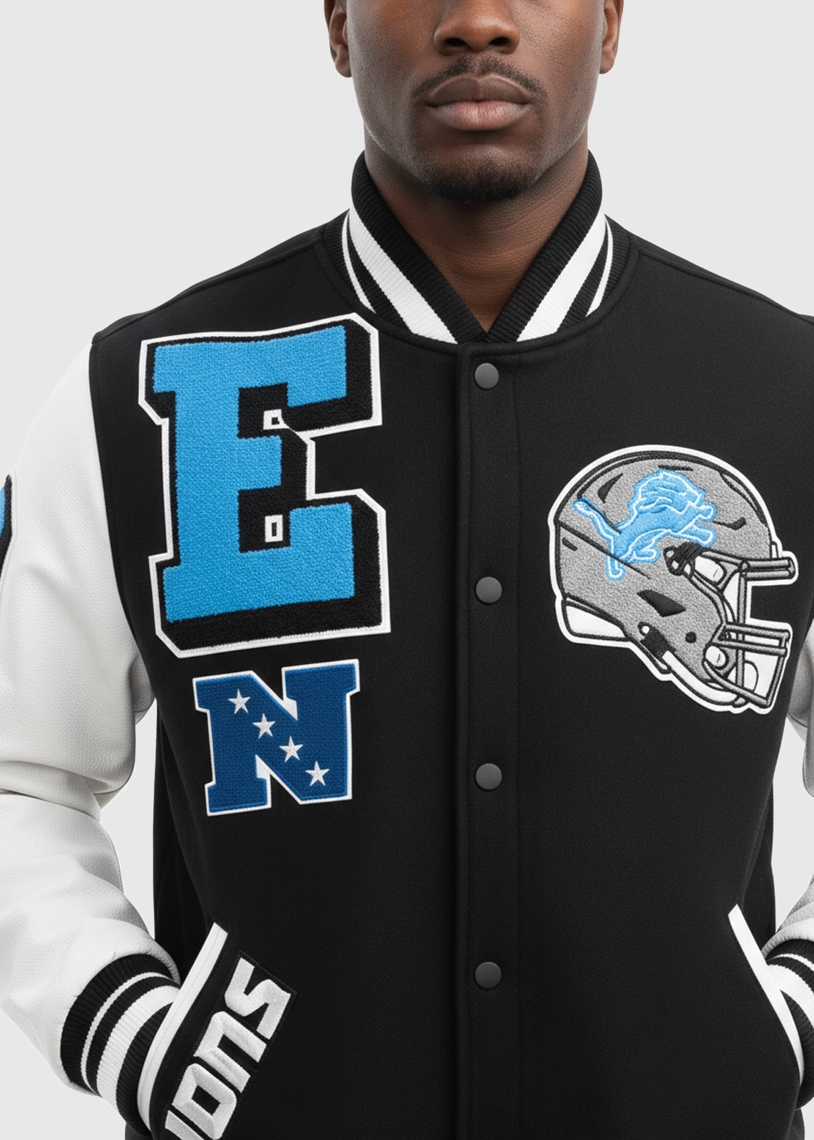 NFL Detroit Lions Mashup Rib Wool Varsity Jacket