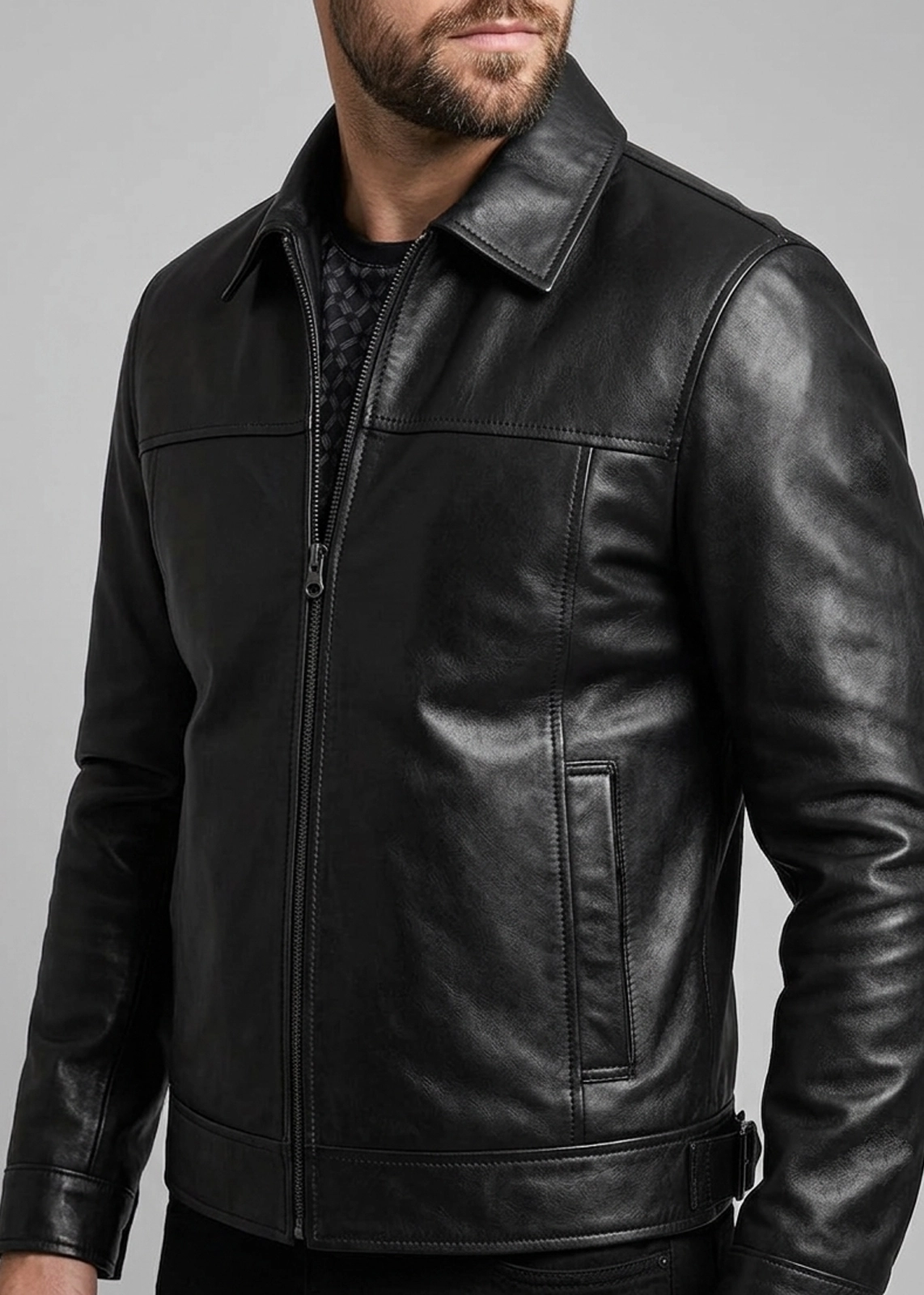 Men’s Black Harrington Leather Jacket