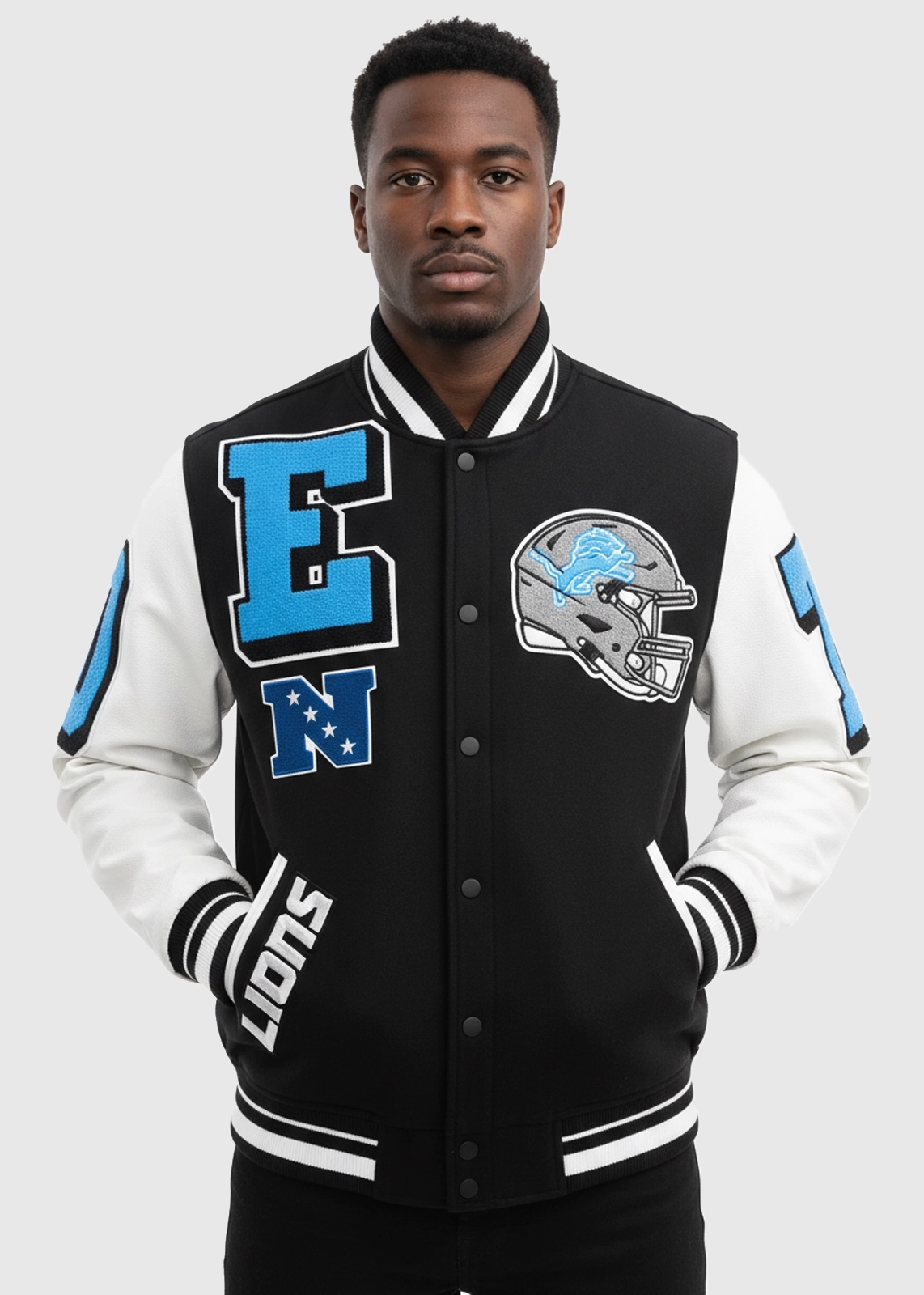 NFL Detroit Lions Mashup Rib Wool Varsity Jacket