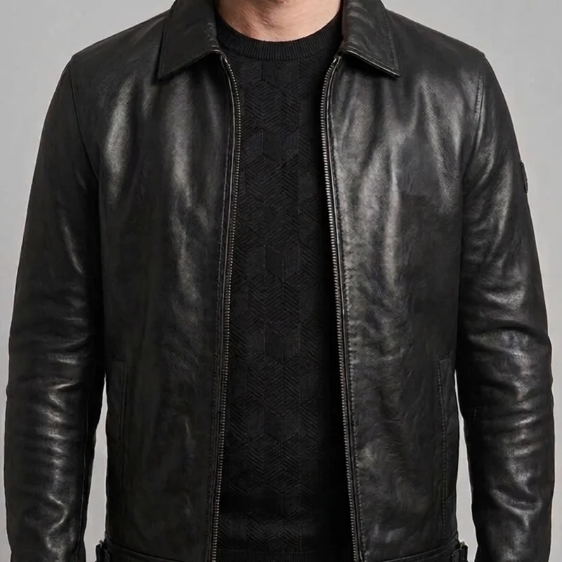 mens-harrington-style-black-leather-jacket