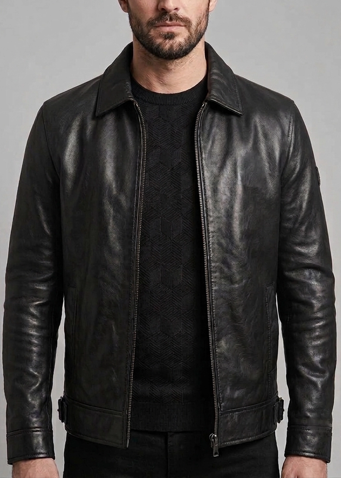 Men’s Black Harrington Leather Jacket