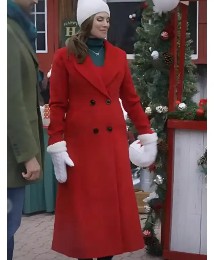 Meghan Ory Red Wool Coat from A Christmas Angel Match
