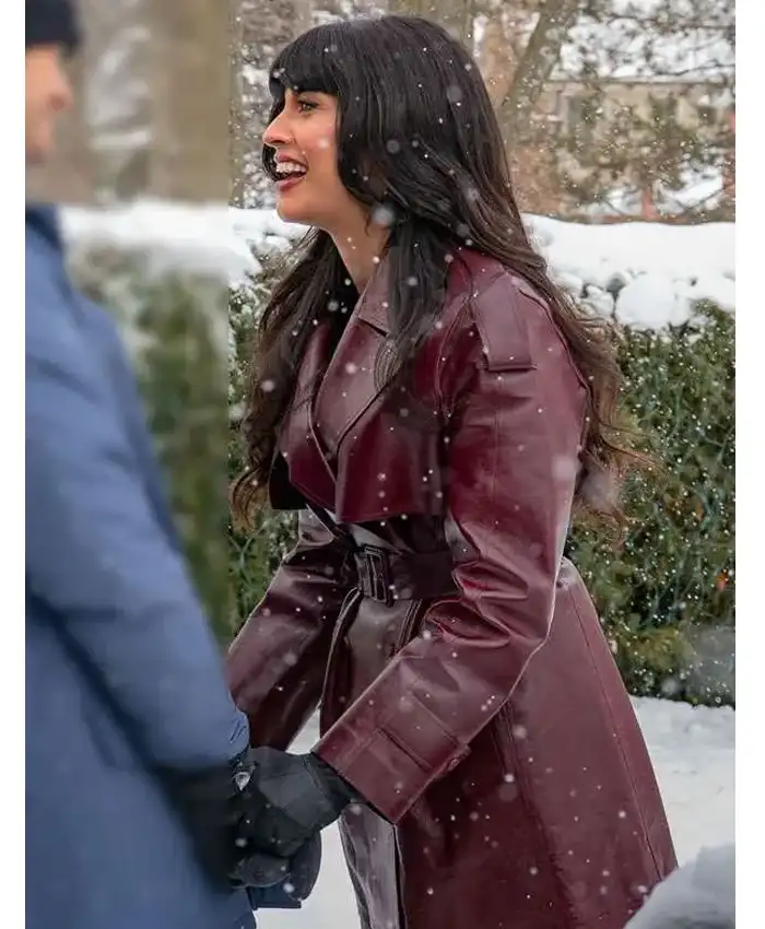 Jameela Jamil A Merry Little Ex-Mas Leather Coat