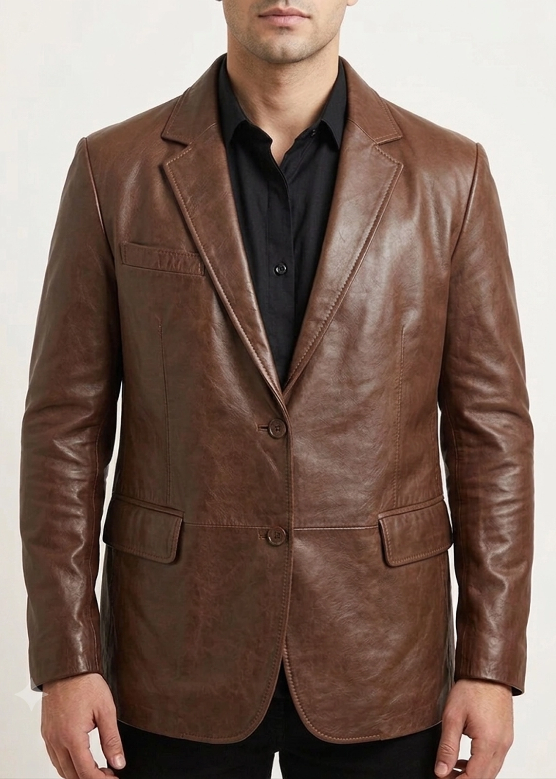 Men’s Cognac Waxed Leather Blazer