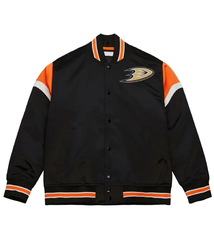 Anaheim Ducks Black Satin Heavyweight Jacket