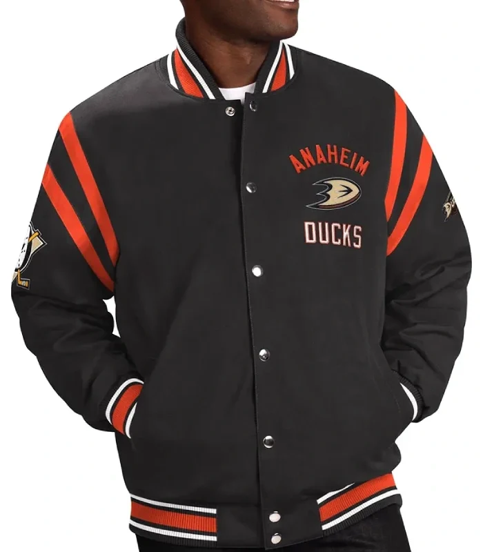 Anaheim Ducks Black Tailback Varsity Jacket