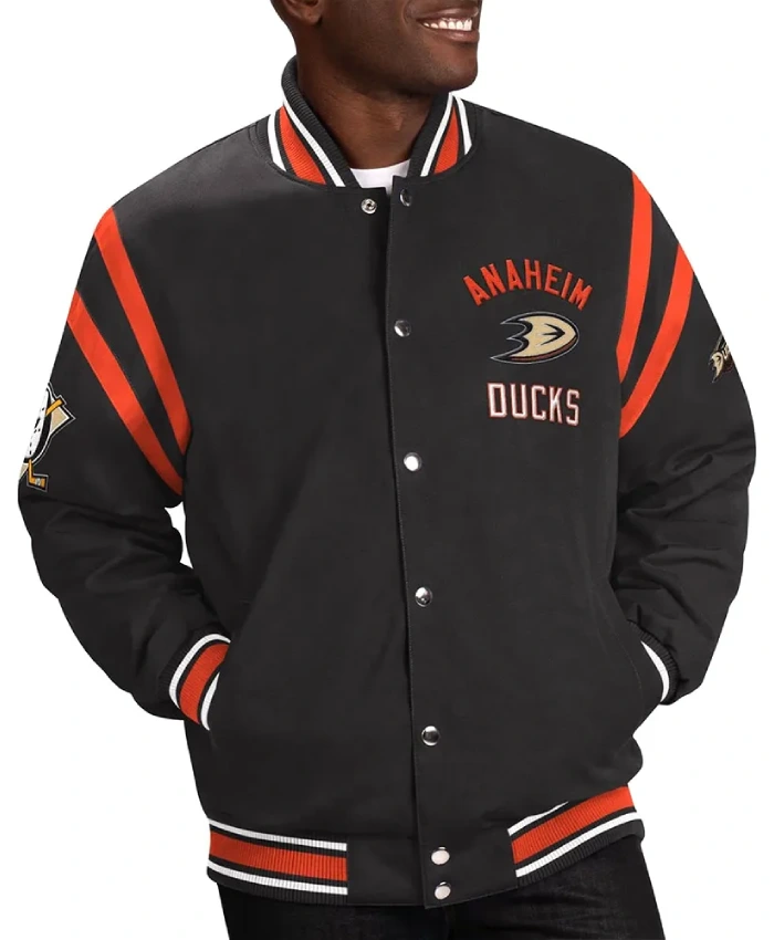 Anaheim Ducks Black Tailback Varsity Jacket