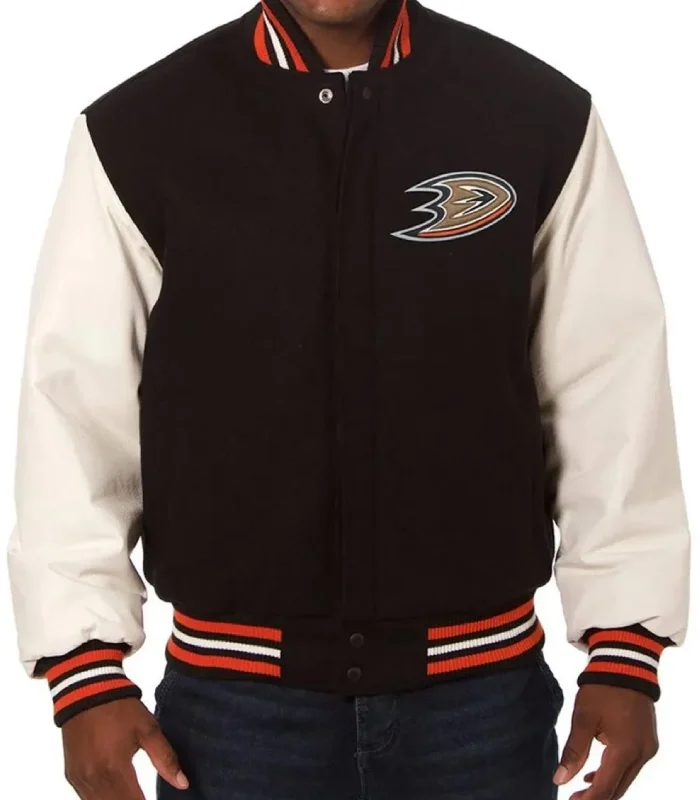 Anaheim Ducks Leather/Wool Varsity Jacket
