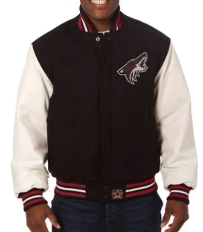 Arizona Coyotes Black and White Varsity Jacket