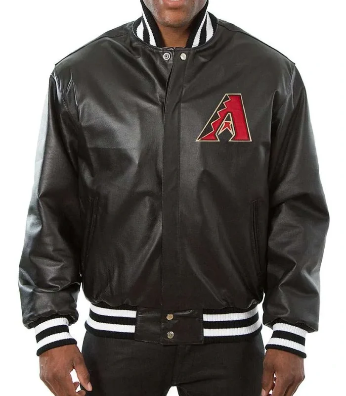 Arizona Diamondbacks Black Leather Varsity Jacket