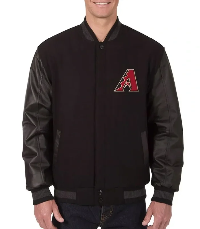 Arizona Diamondbacks Black Leather/Wool Varsity Jacket