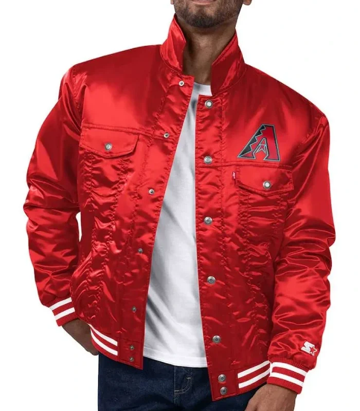 Arizona Diamondbacks Red Silver Tab Trucker Satin Jacket