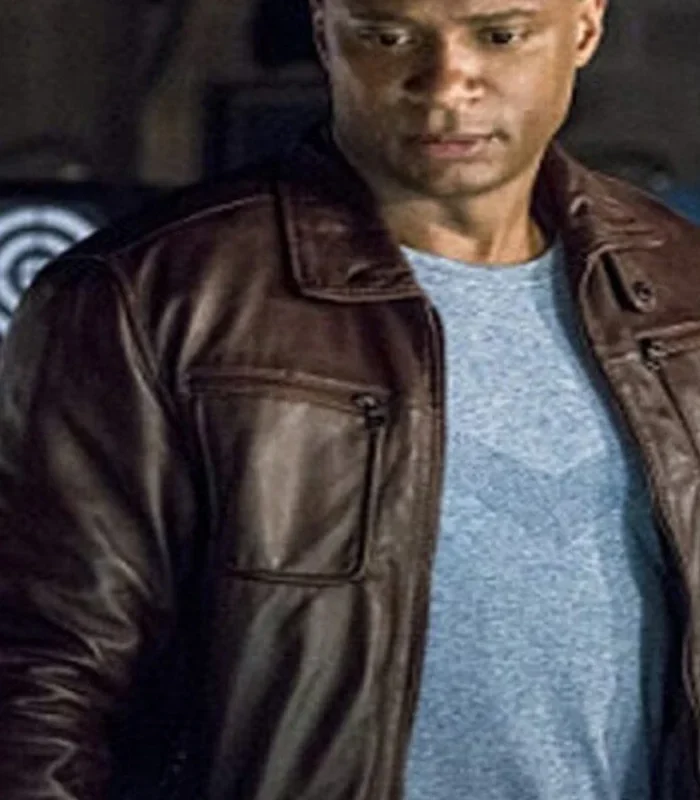 John Diggle Brown Leather Jacket from Arrow S04