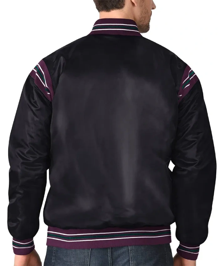 Anaheim Ducks Black Satin Enforcer Jacket