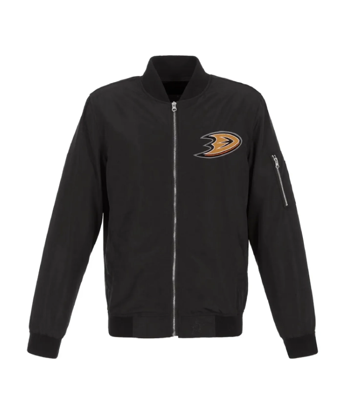 Anaheim Ducks Lightweight Full-Zip Black Nylon Bomber Jacket