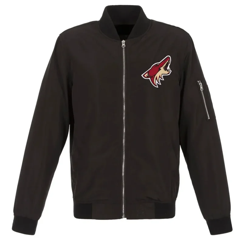 Arizona Coyotes Black Lightweight Nylon Bomber Jacket