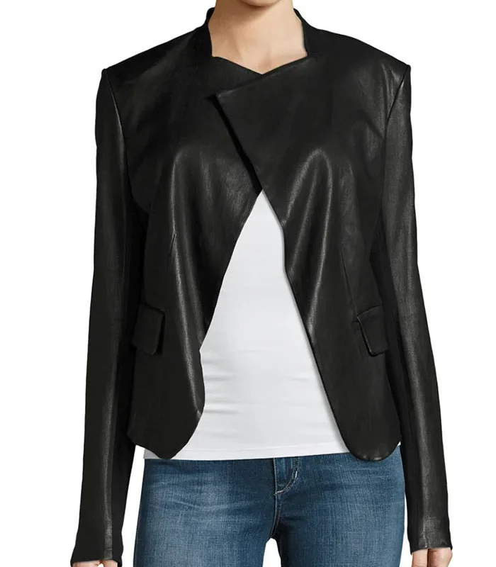 Arrow TV Series Dinah Drake Black Drape Jacket