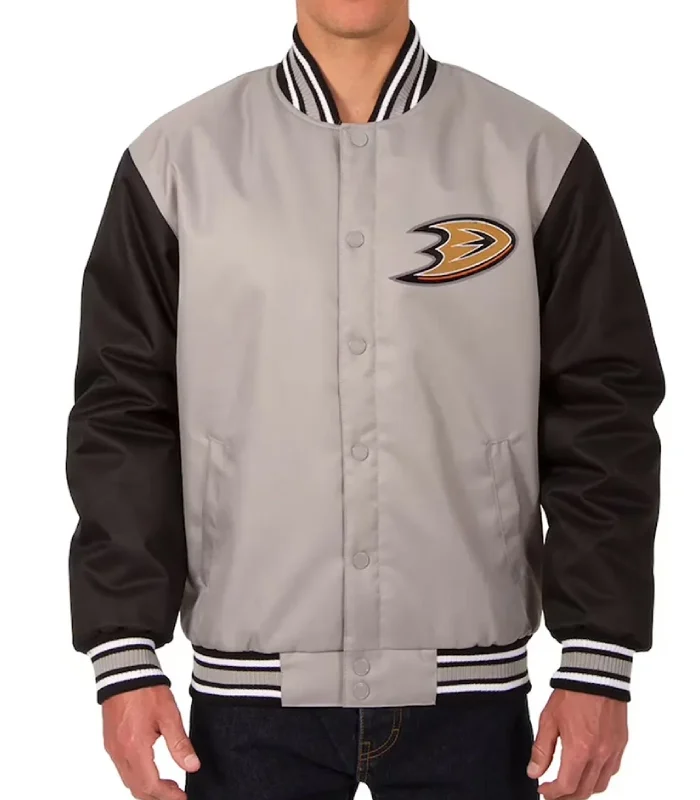 Anaheim Ducks Black/Gray Front Hit Poly Twill Jacket