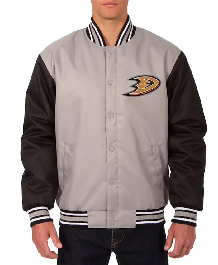 Anaheim Ducks Black/Gray Front Hit Poly Twill Jacket