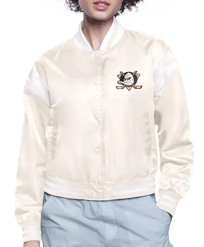 Anaheim Ducks Varsity Satin Jacket with Printed Logo