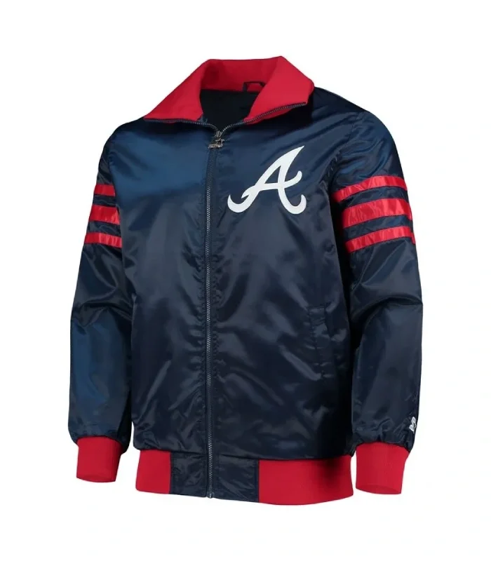 Atlanta Braves The Captain II Navy Satin Jacket