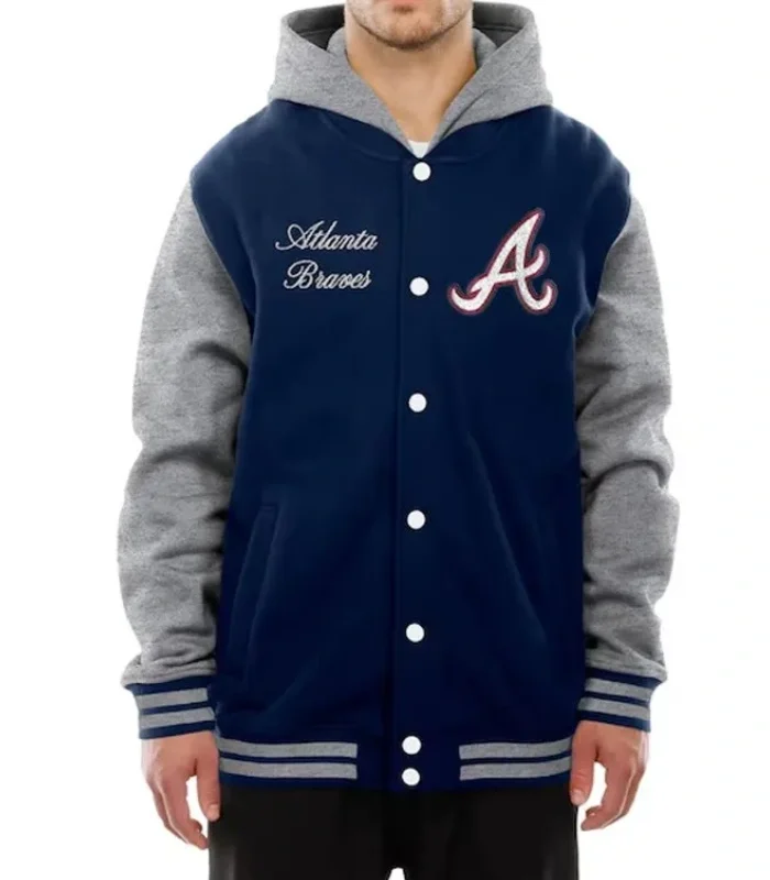 Atlanta Braves Throwback Prep Navy Hoodie Jacket