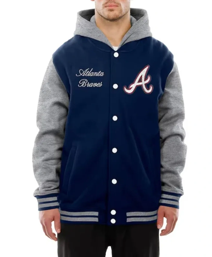 Atlanta Braves Throwback Prep Navy Hoodie Jacket