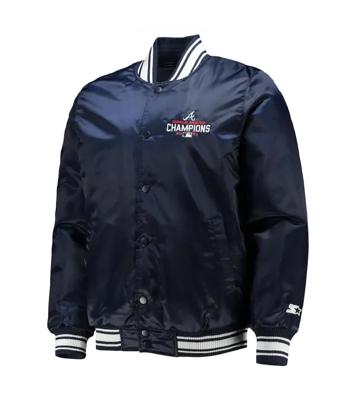 Atlanta Braves 2021 World Series Champions Navy Satin Jacket